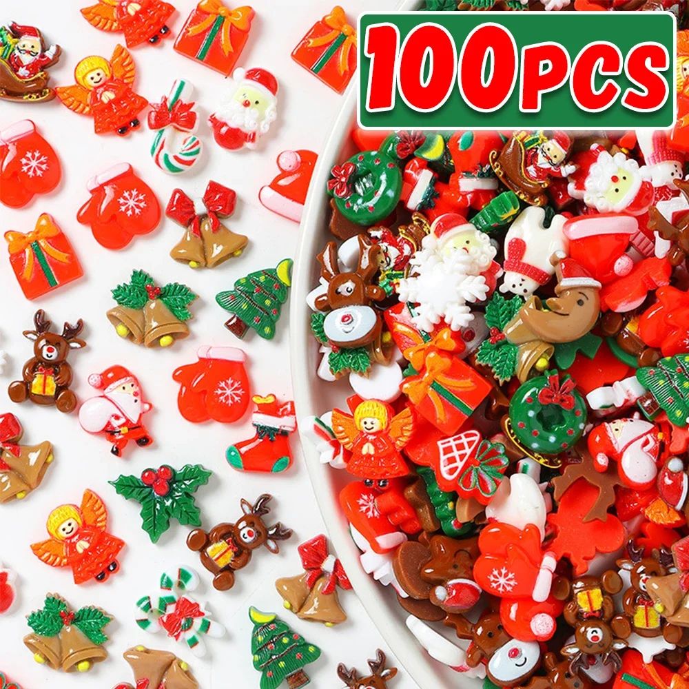 Cute Small Christmas DIY Ornament Xmas Santa Tree Bell Mixed