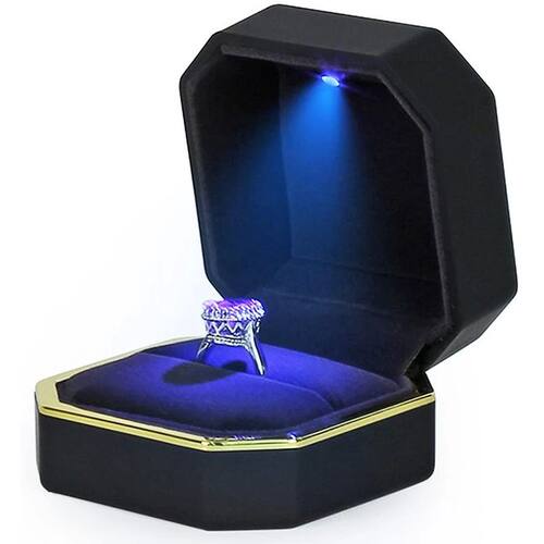 1 Pcs LED Jewelry Ring Box Velvet Rubber Necklace Pendant Gi