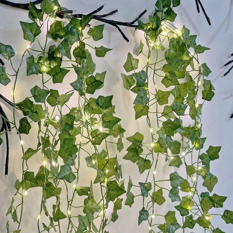 200cM20LED Green Leaf Fake Plants String Light Battery Power
