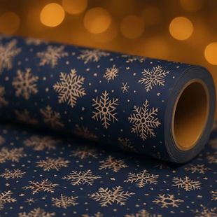 1pc Large Roll Snowflake Wrapping Paper-Dark Blue&White Wint