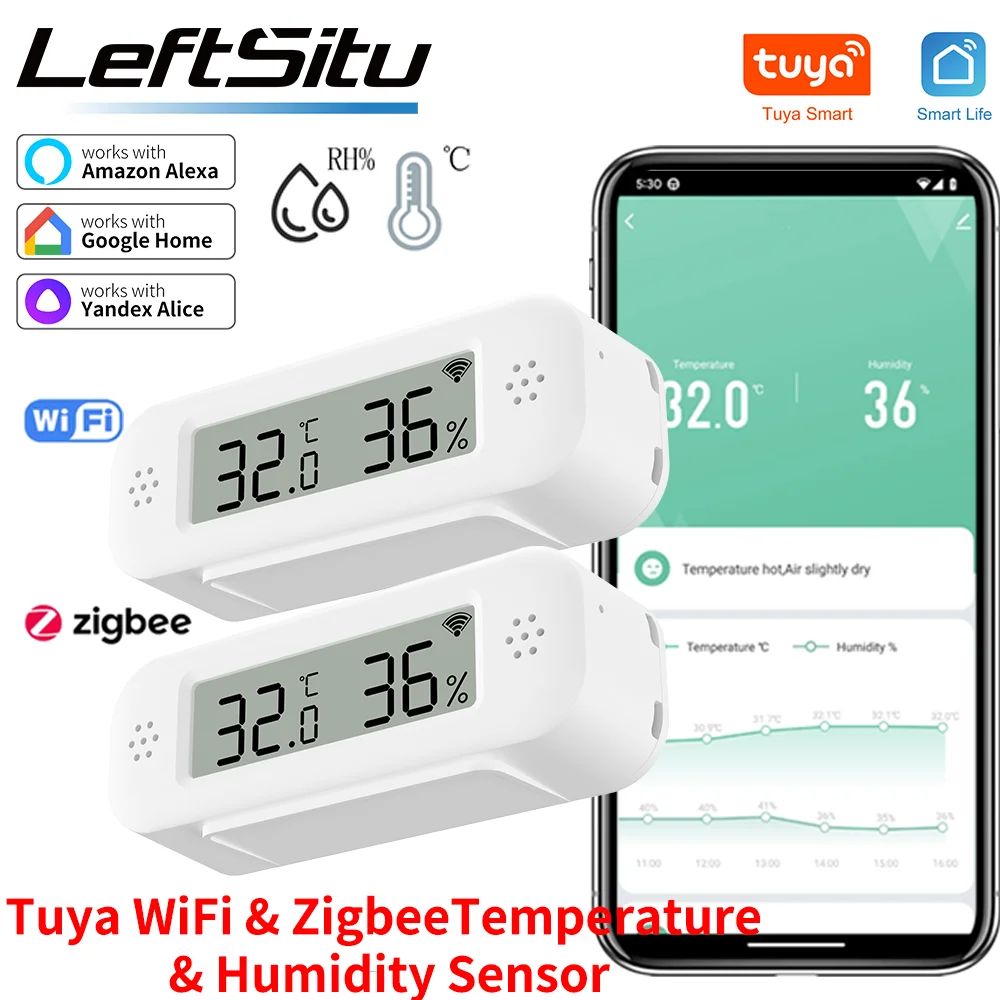 Tuya Zigbee WiFi Mini Temperature Humidity For Smart Home Th