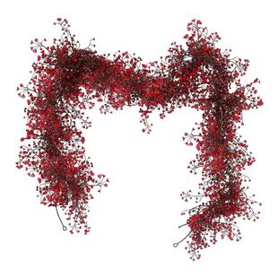 1.8m Artificial Hanging Plants Garland Plastic Red Ferns Fak