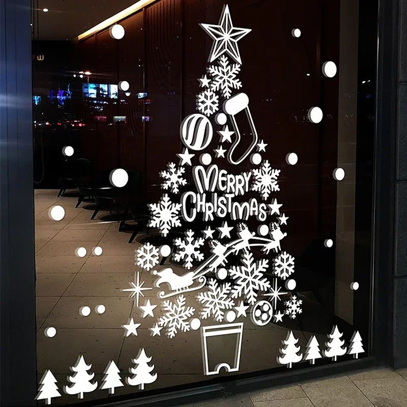 Christmas Santa Claus Snowflake Glass Windows New Year Stick