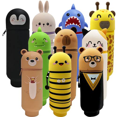 Cute Animal Pencil Case, 2-in-1 Pencil Bag with Zipper Pen H