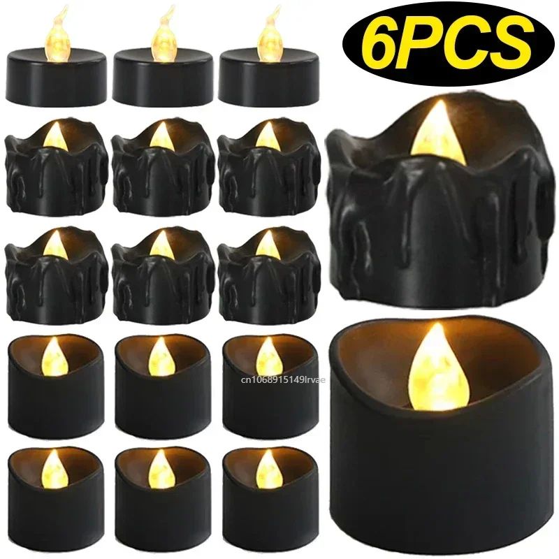 Black LED Candle Lamp Battery Operated Tea Light Flameless F