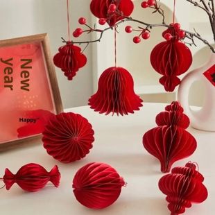 3D Honeycomb Christmas Balls 2026: Hanging Pendants and Red