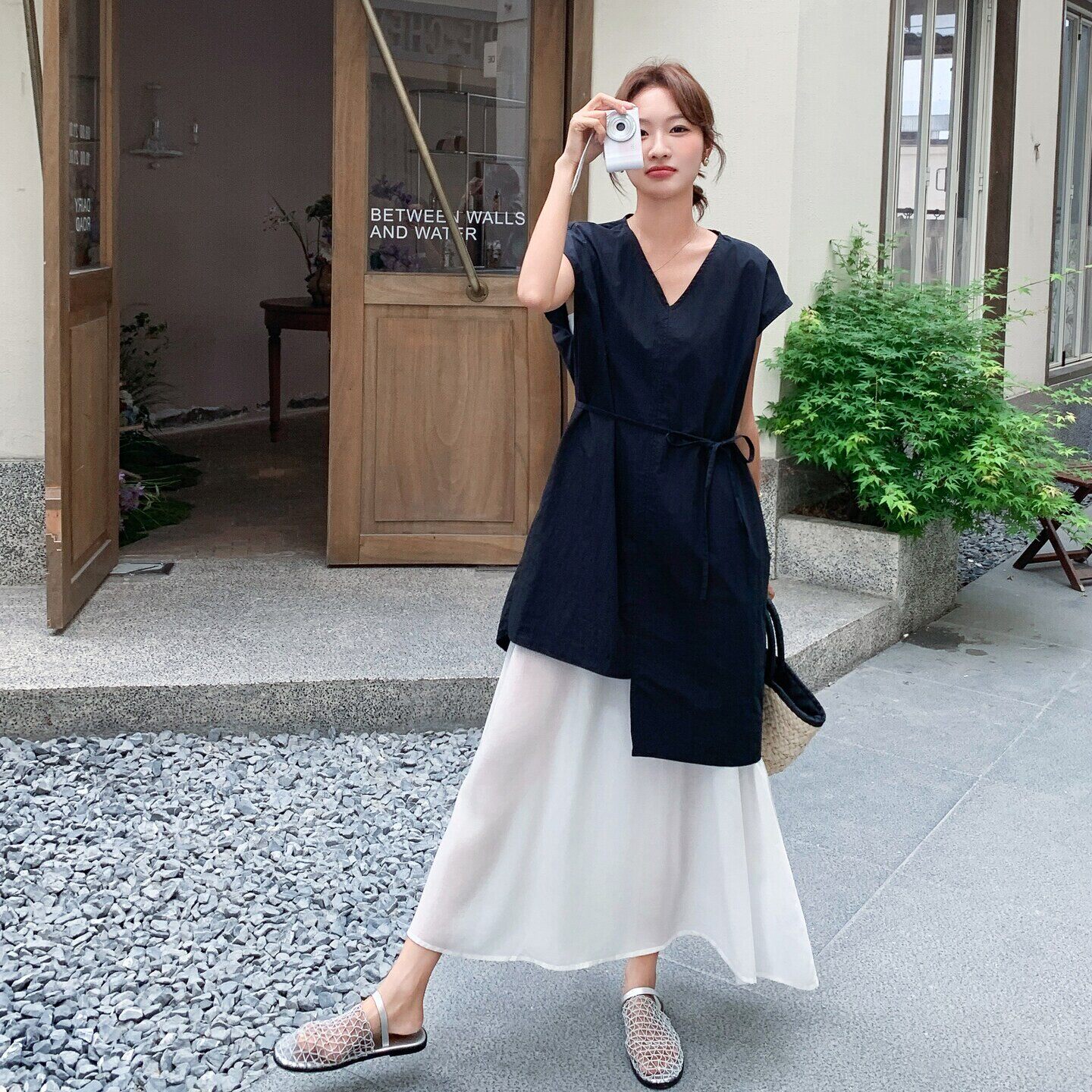 现货 夏季新品 时尚显瘦假两件短袖连衣裙2C259-9918-P145-K218