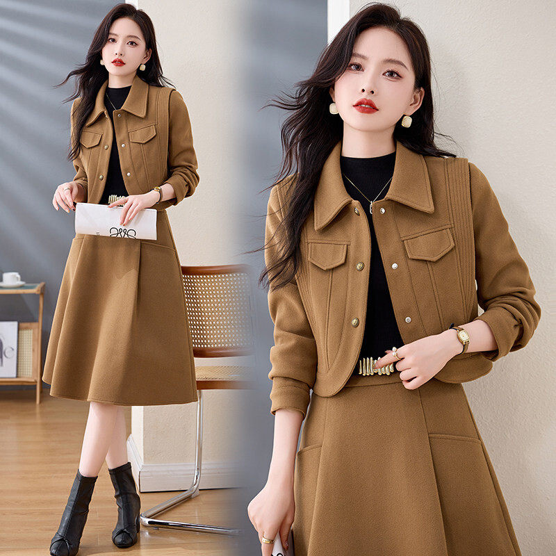 【现货】高档毛呢外套女短款polo领时尚气质显瘦小个子长袖