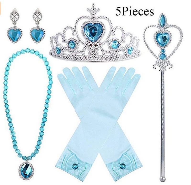 皇冠头饰儿童女童魔法棒发饰套装艾莎公主生日王冠项链艾爱莎手套
