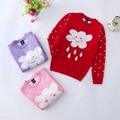 儿童秋冬加厚纯棉中小童针织童装 女童毛衣套头2021新款 宝宝打底衫