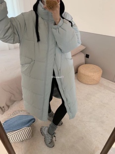 立领过膝加厚长款白鸭绒韩国东大门24羽绒服女冬新款宽松保暖外套