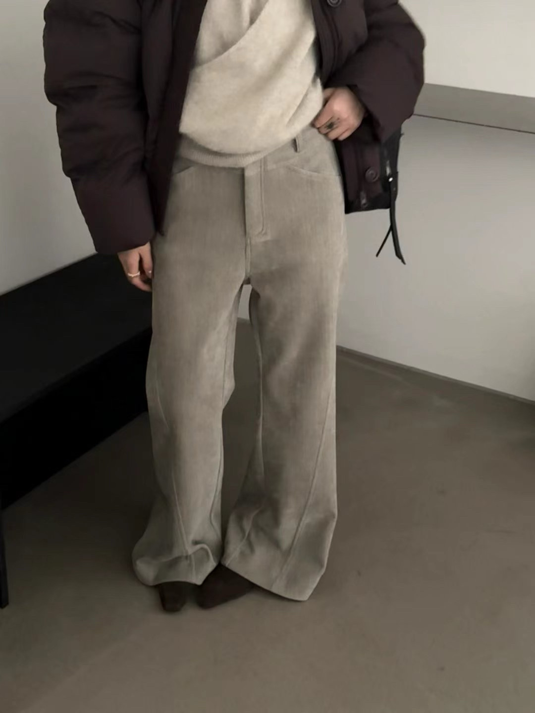 韩系高级感休闲阔腿裤女2025年新款宽松高腰垂感直筒裤拖地裤