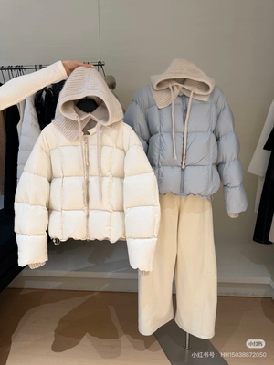 清货特价90白鸭绒羽绒服配针织帽可脱卸外套