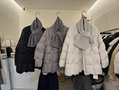 清货特价 90白鸭绒羽绒服配围巾中长款 外套