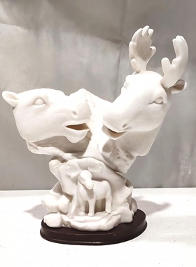 外贸原单 全瓷浮雕陶瓷 一鹿有你 工艺品 摆件 场景礼品 收藏孤品