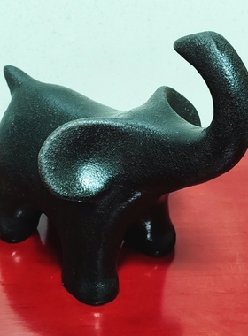 外贸出口原单陶瓷纯黑色亚光沙面 站着的大象 摆件礼品收藏工艺品
