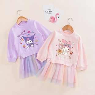 女童连衣裙春秋美乐蒂童装宝宝秋季洋气网纱裙儿童秋装库洛米裙子