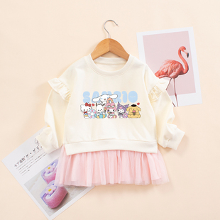 女童秋天连衣裙宝宝公主纱裙三丽鸥衣服女孩洋气秋装儿童韩系裙子