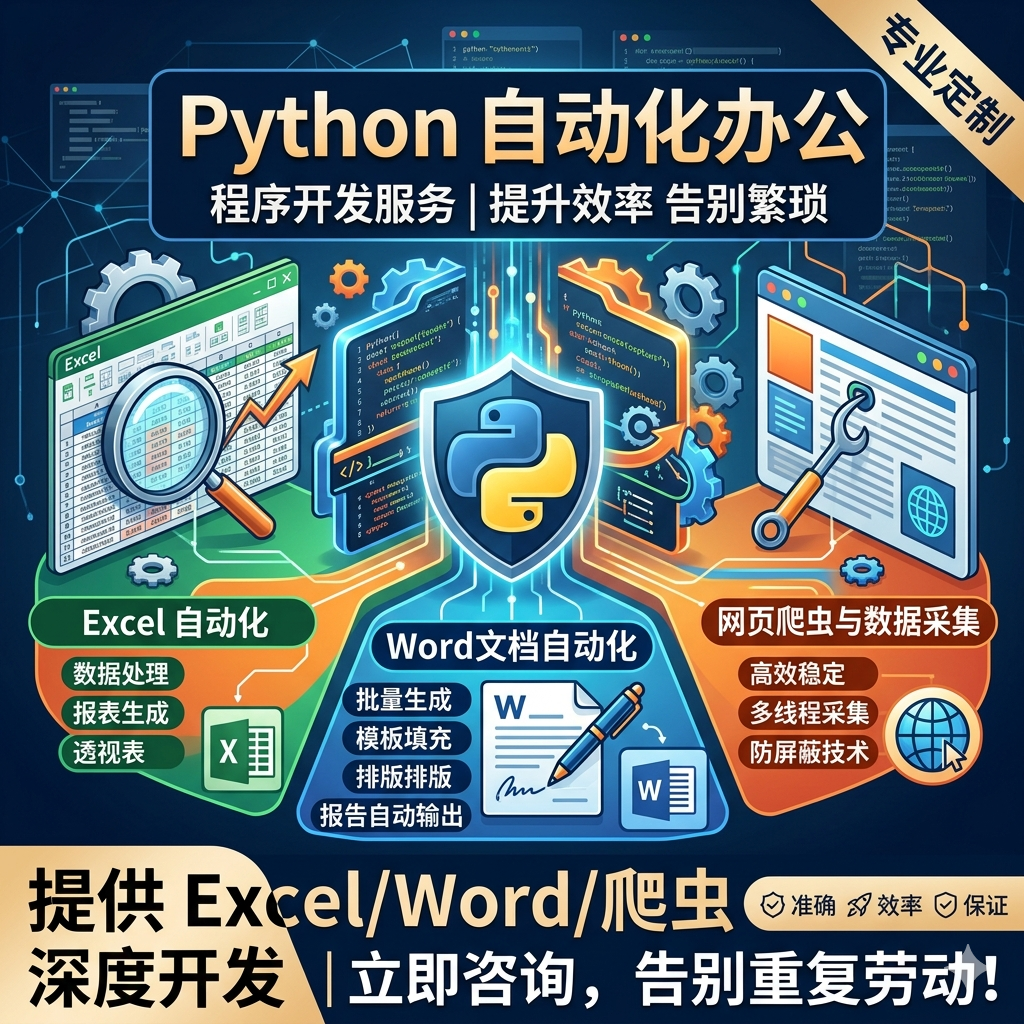 Python自动化办公程序开发Excel/Word定制 网页爬虫 数据抓取定制