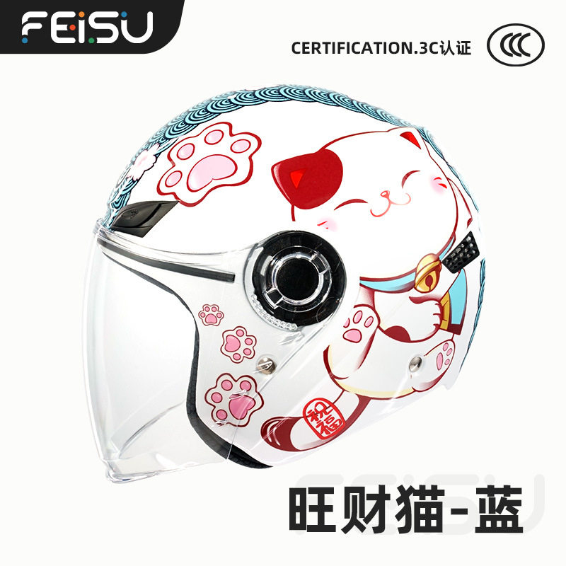 FEISU 3C认证国标电动车头盔电瓶机车半盔四季通用男款安全帽851