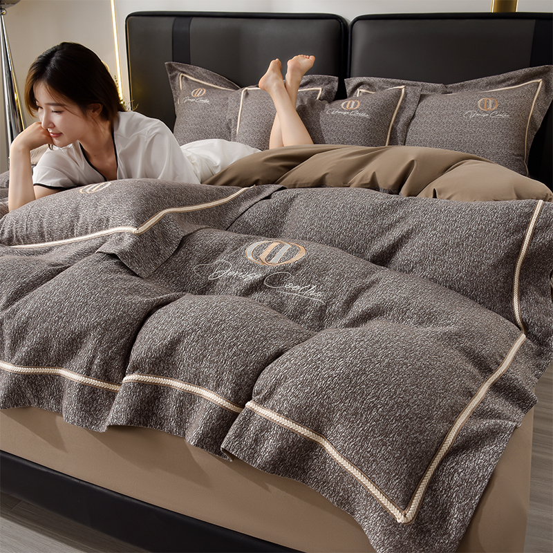 裸棉家用四件套纯棉床单床笠被套