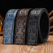 无头皮带男士 打孔双面头层牛皮3.8平滑扣腰带不带头真皮裤 带条