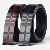 不带头腰带男单层牛皮无夹层3.5自动扣卡槽划道牛皮无头皮带滑扣