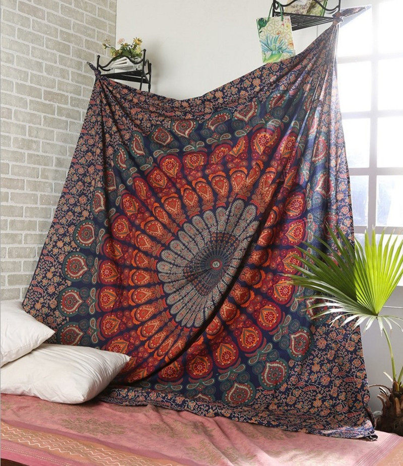 听猫说 民族风挂布印度曼达拉图腾背景布民宿出租房装饰布沙发巾