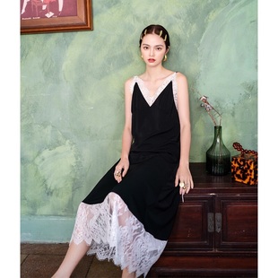 2024春夏新款时尚感公主风吊带蕾丝冰丝凉爽睡衣睡裙晨袍家居服女