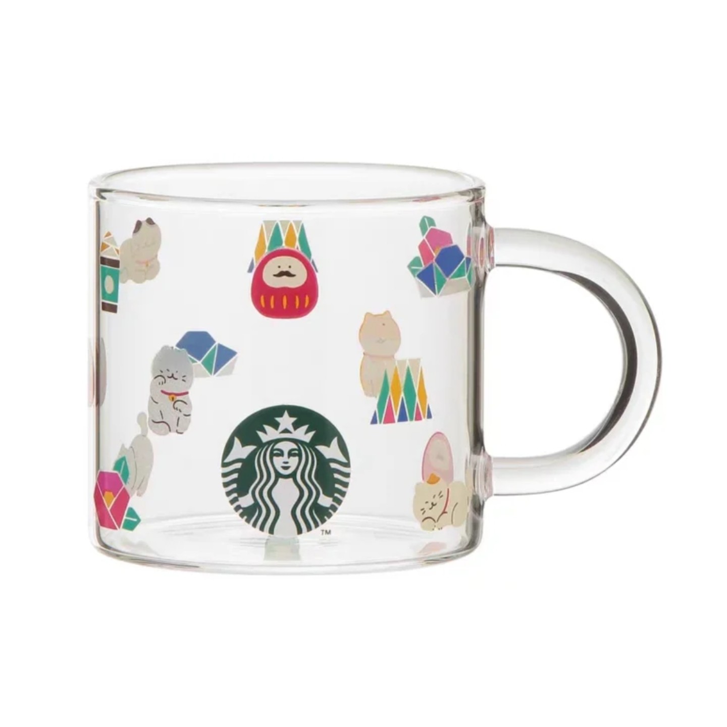 星巴克杯子清仓特价优惠简约高颜值330ml 可爱达摩透明玻璃桌面杯