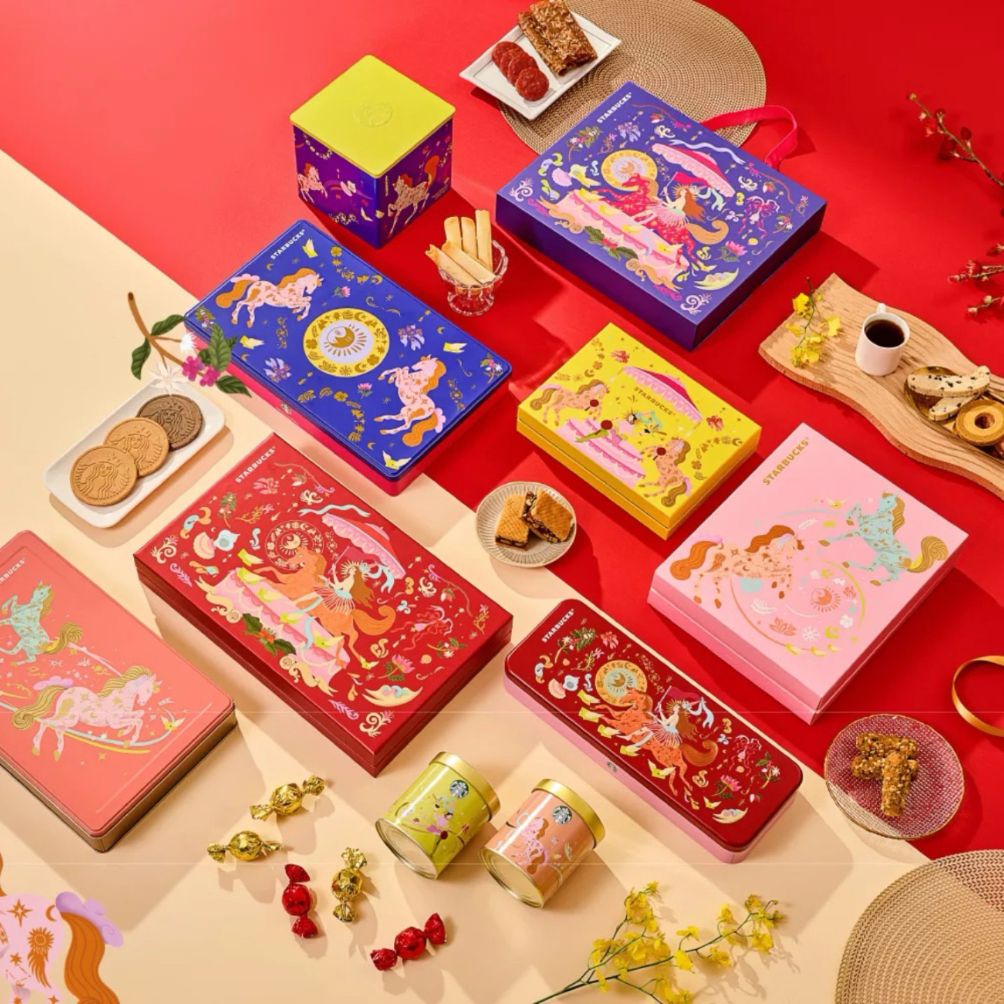 台湾星巴克2026年新年马年开运达摩造型糖果罐坚果蛋卷节日送礼盒,模玩/动漫/周边/娃圈三坑/桌游,动漫水杯/居家/百货,淘宝优惠券,粉丝福利购,淘宝优惠卷