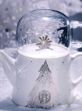 星巴克杯子茉们本茉杯子2025雪耀奇境系列闪耀雪树款茶壶玻璃杯组