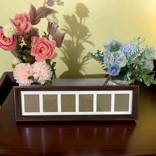 胡桃色六行人民币相框DIY纪念币展示送朋友摆件制作增运多金画框