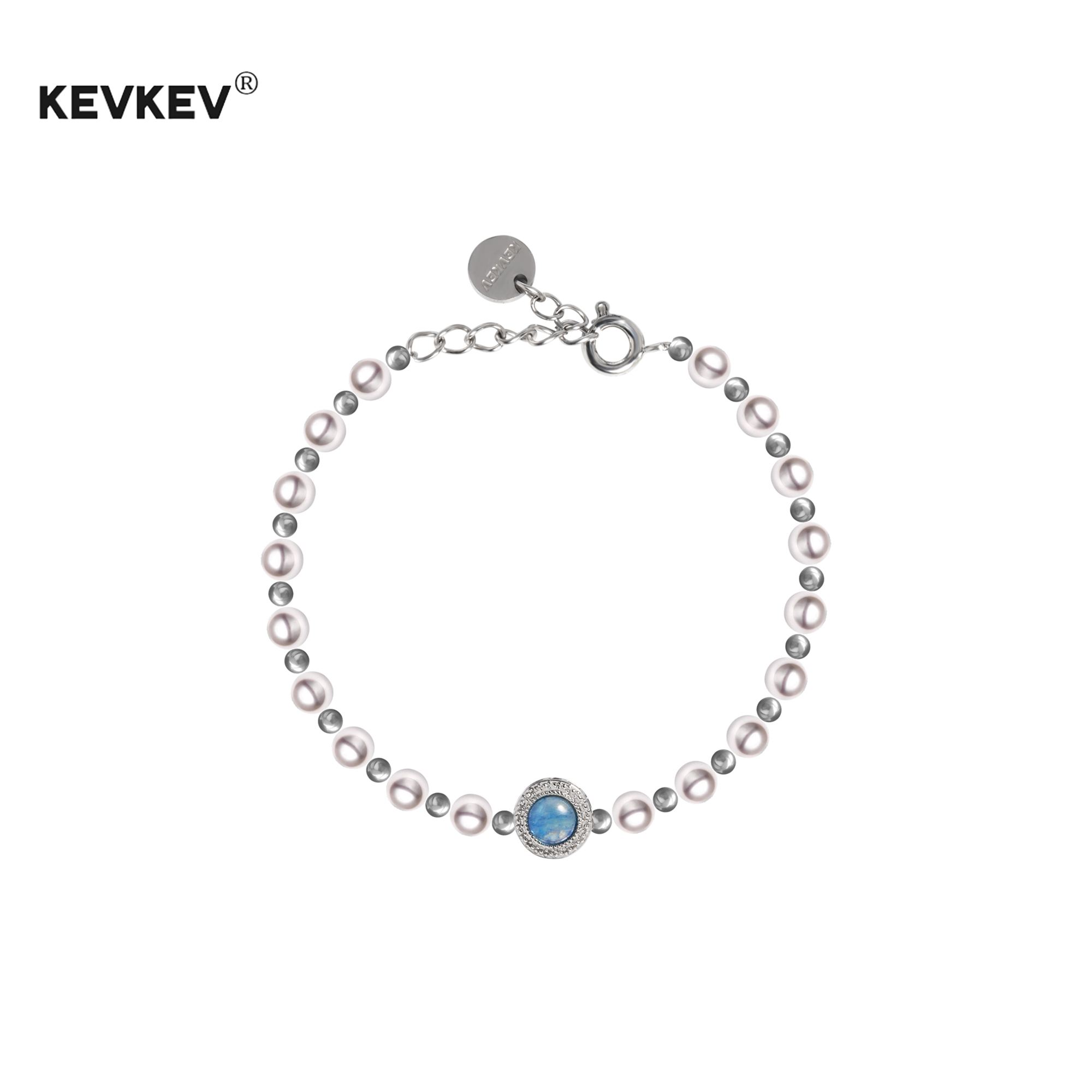 kevkev法式时尚海蓝宝珍珠手链女轻奢小众高级感气质手串七夕礼物