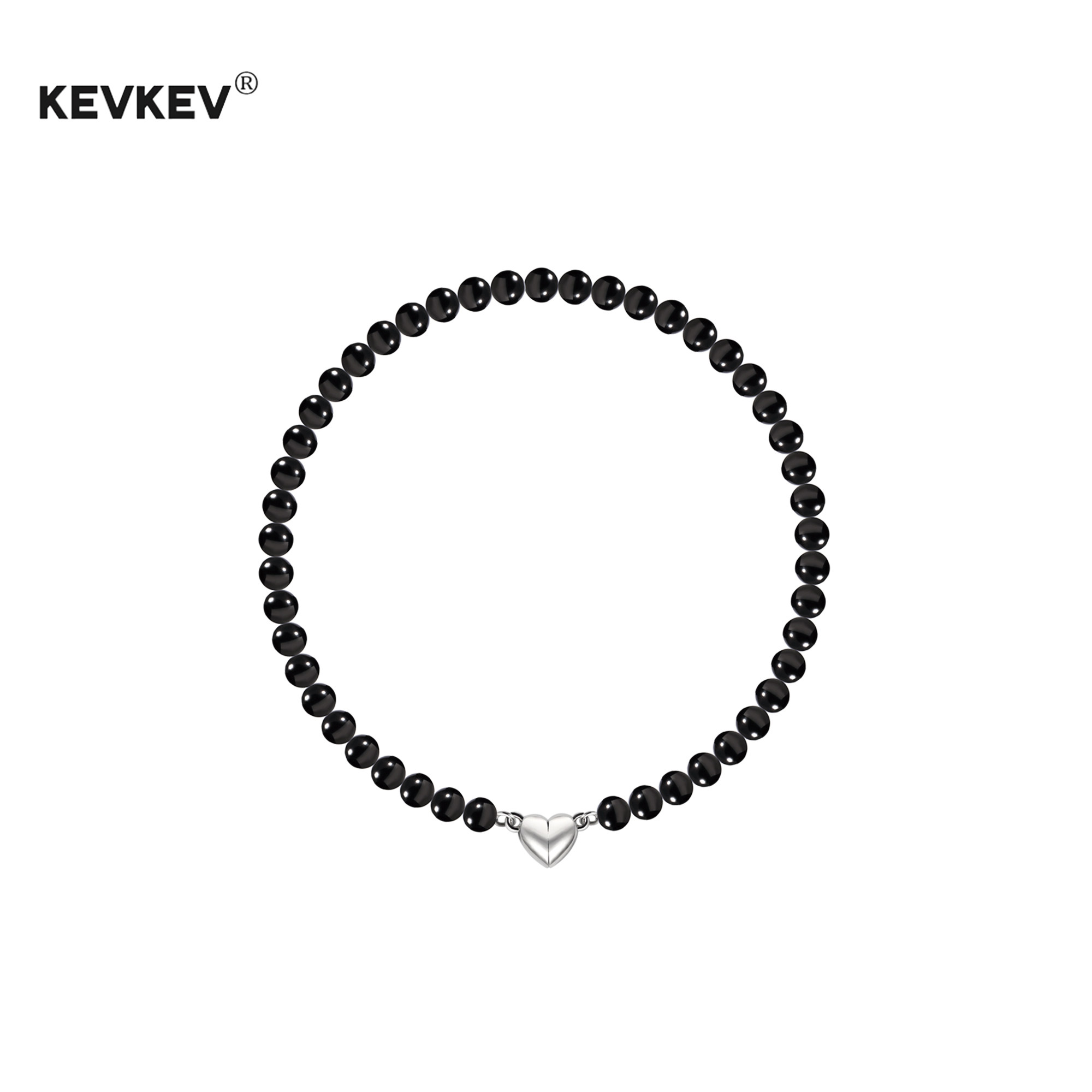 kevkev黑曜石串珠爱心项链女轻奢小众设计感锁骨链高级百搭礼物