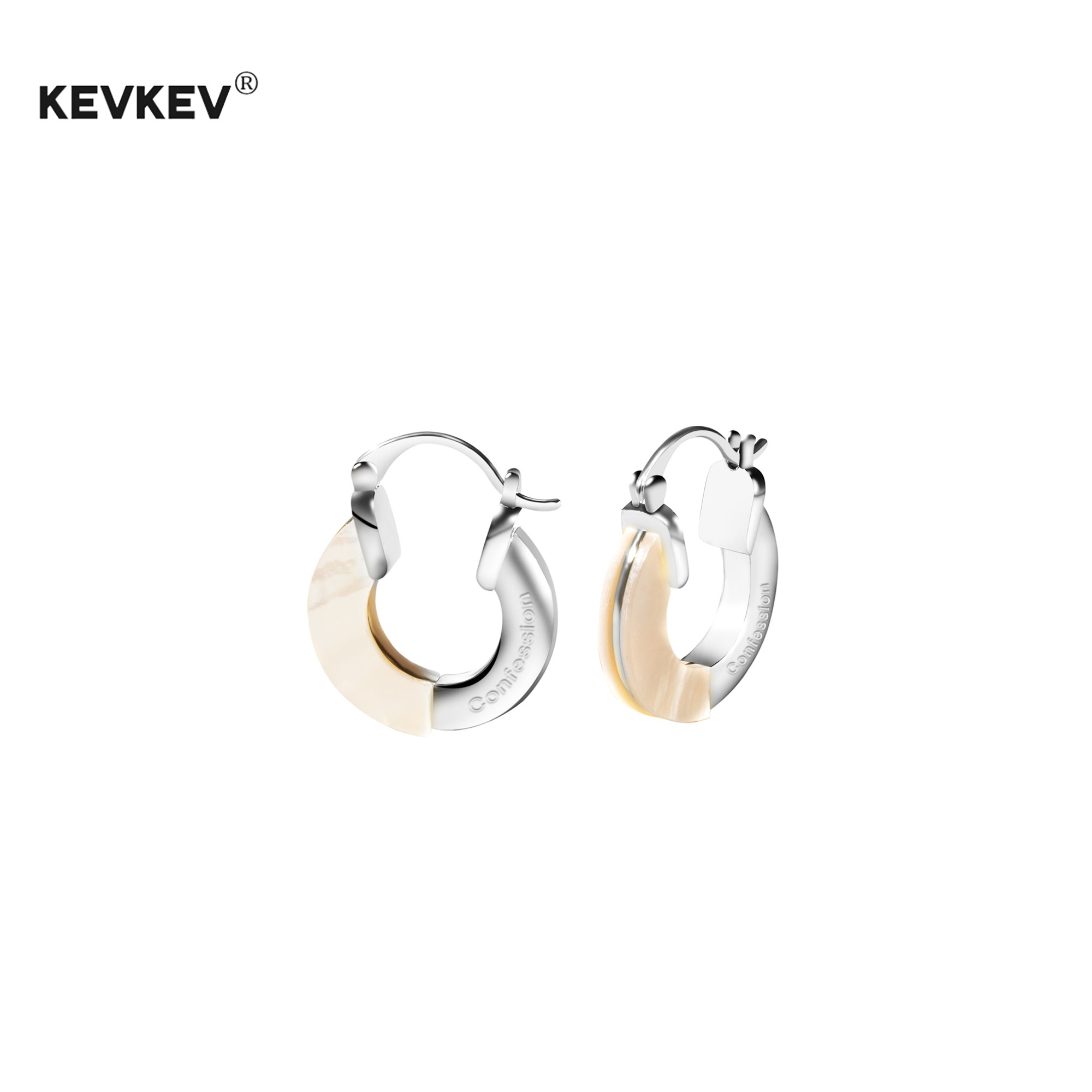 kevkev章诺楠同款天然母贝拼接耳环小众设计感轻奢耳饰七夕礼物女