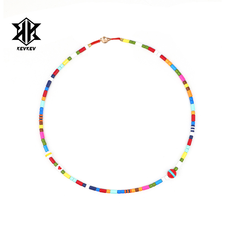 白百何周雨彤同款彩色串珠项链女