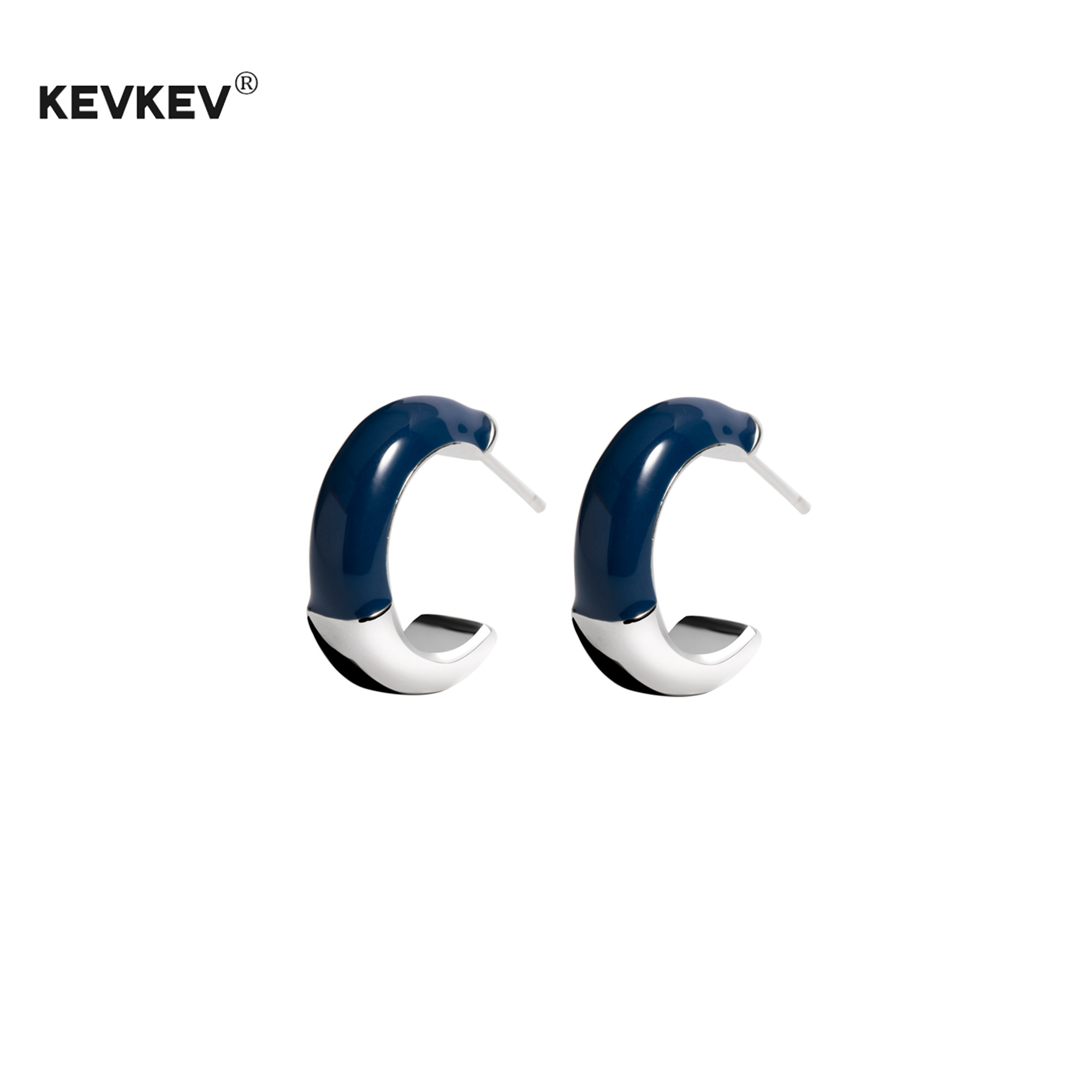 kevkev珐琅耳环女纯银夏天蓝色轻奢高级感气质独特小众耳饰耳钉