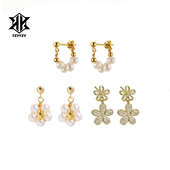 kevkev谭松韵同款 S925银珍珠花朵耳环女轻奢高级感耳饰轻奢