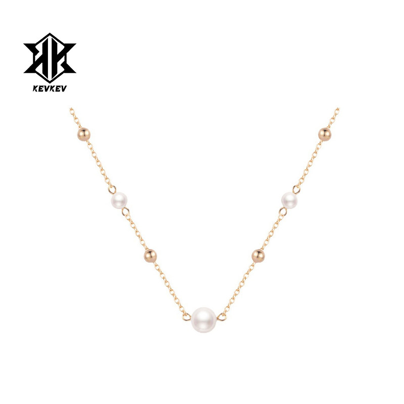 s925银镀18k金满天星珍珠项链