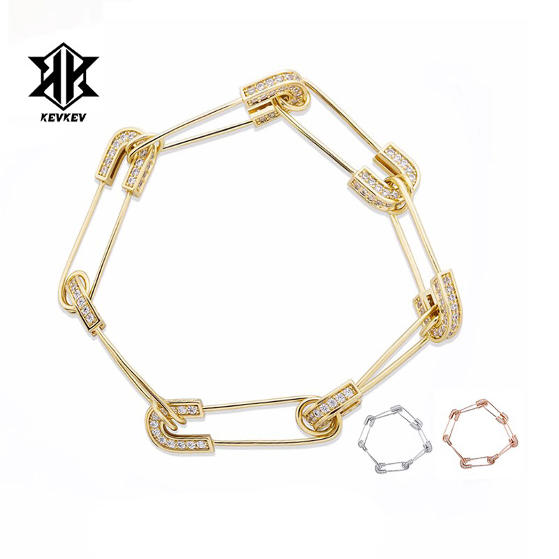 官方正品2024新款潮牌镶钻回形别针手链男女ins小众设计情侣款520