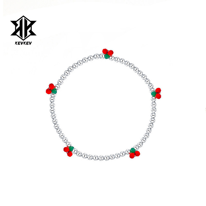 kevkev纯银樱桃手链叠戴