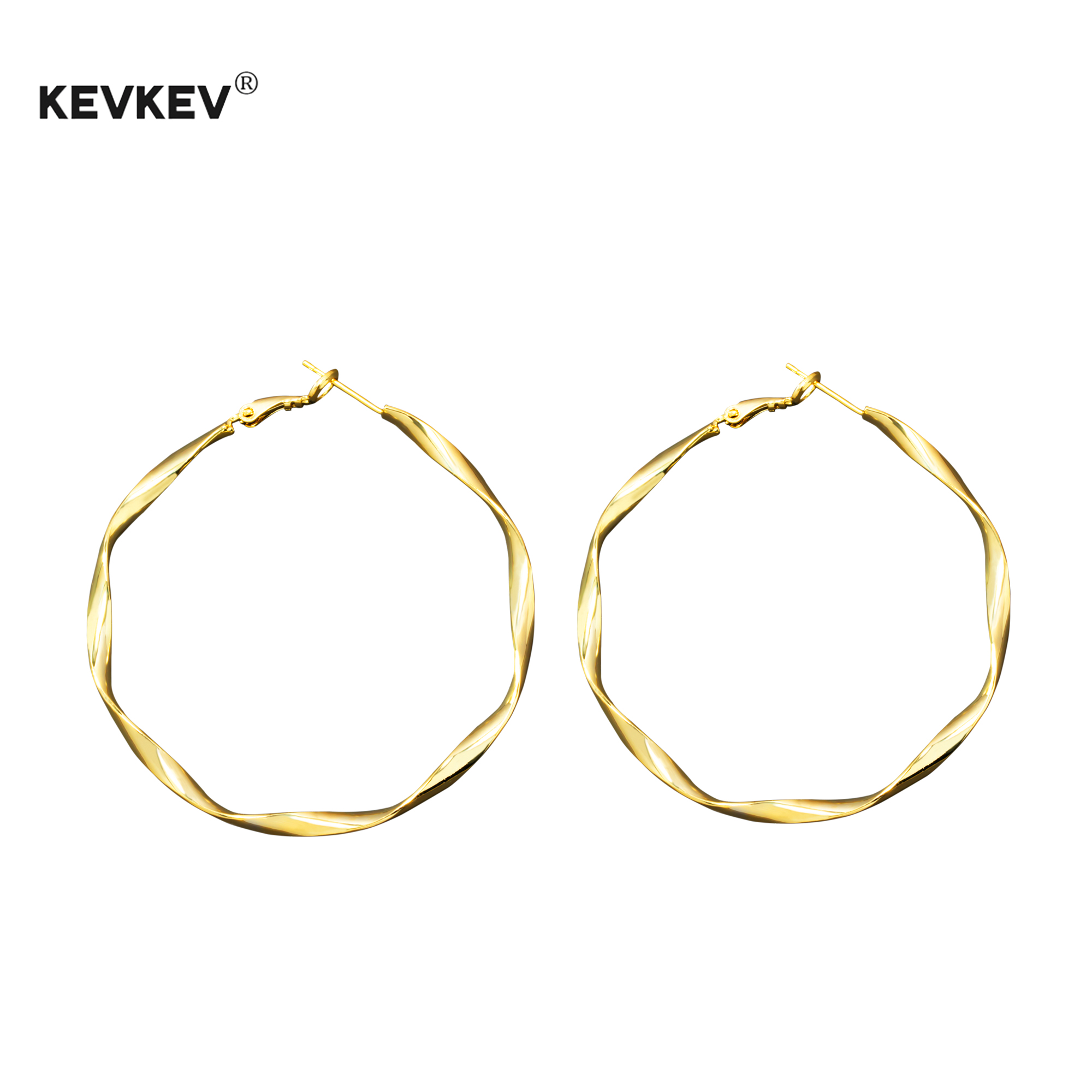 kevkev迪丽热巴同款银针镀K金素圈耳环女高级感圈圈耳饰莫比乌斯