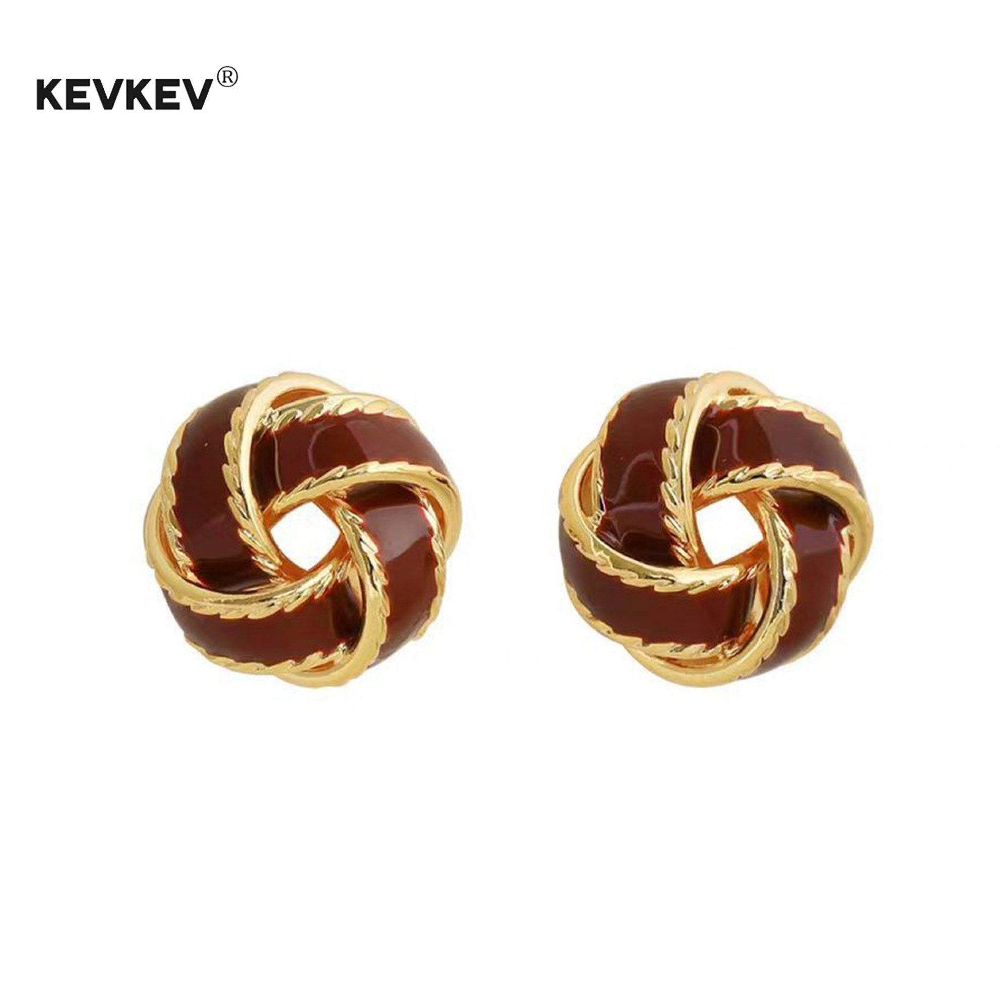 【圣诞礼物】2025新款法式s925银针镀18K金珐琅圆形酒红耳钉耳环