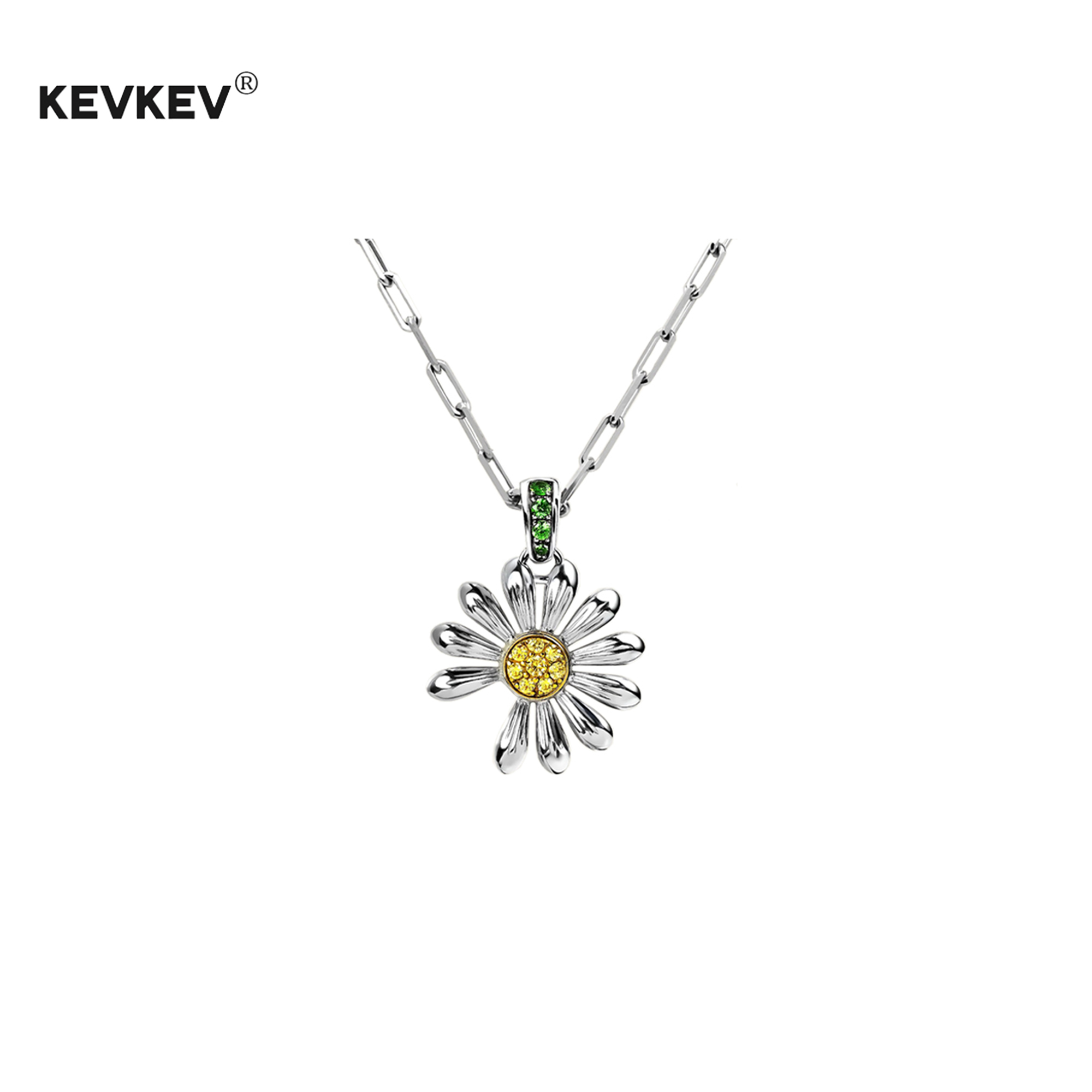 kevkevGD权志龙同款纯银雏菊项链轻奢高级感小众满钻吊坠锁骨链女