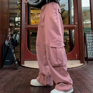宽松阔腿百搭休闲阔腿高腰长裤 高级感韩系美式 裤 获衣局多口袋工装