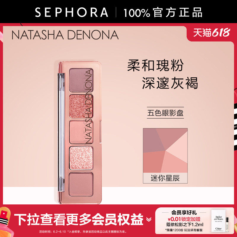 Natasha/娜塔莎五色眼影盘 迷你星辰 迷你黑绸 迷你裸色大地色盘
