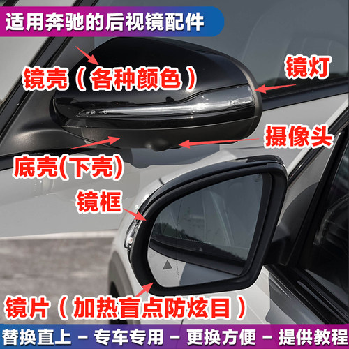 适用奔驰CE级S级GLBCAS镜壳镜灯