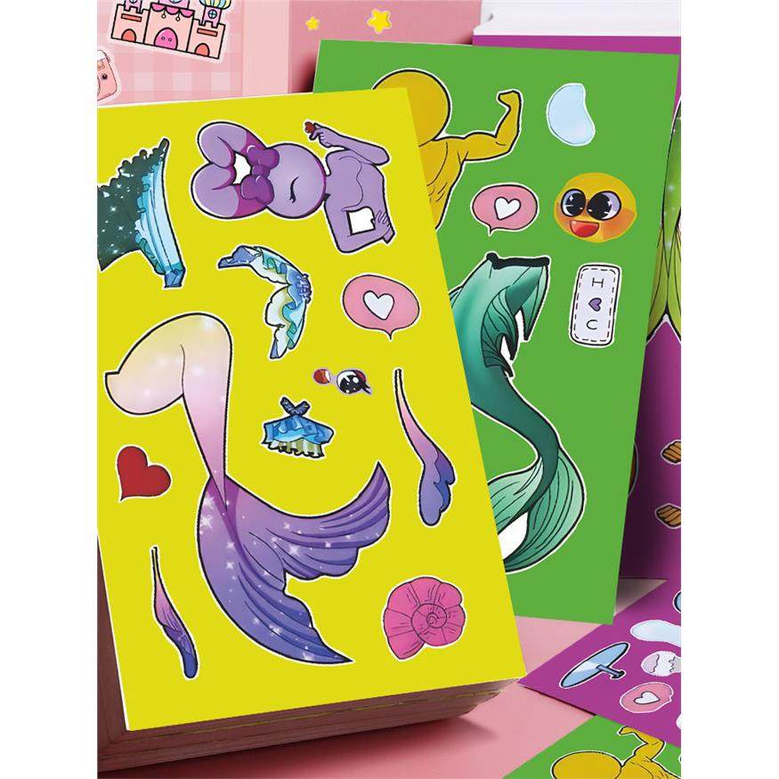 节奏盒子人鱼装扮公主裙换装贴纸女孩儿童益智手工创意贴画玩具,玩具/童车/益智/积木/模型,贴纸,淘宝优惠券,粉丝福利购,淘宝优惠卷