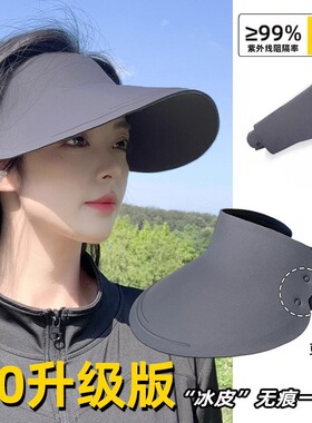 骑车吹不翻防晒帽女夏季2025新款防紫外线无痕一体遮阳帽空顶